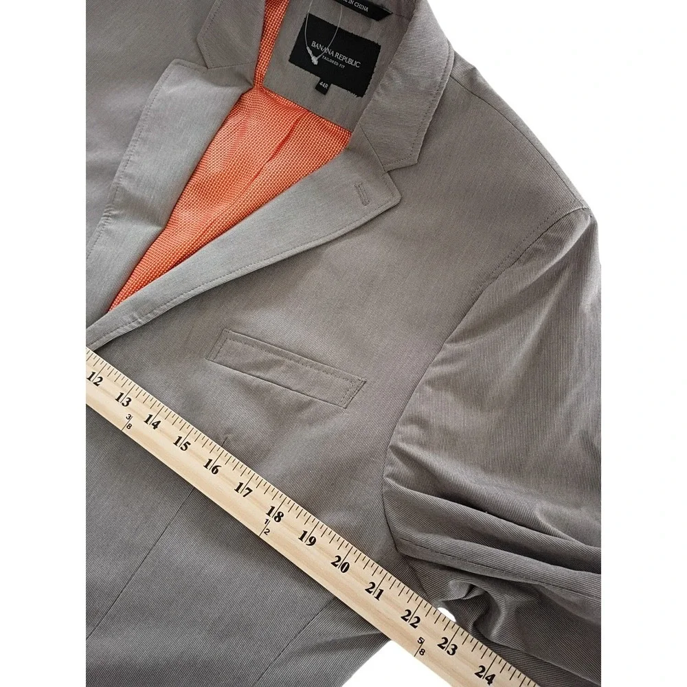 Banana Republic Gray 100% Cotton Sport Coat Blazer 44R Tailored‎ Orange Lng $450
